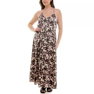 Nicole Miller Shocking‎ Leopard Print Satin Like Maxi Racerback dress -S NWT